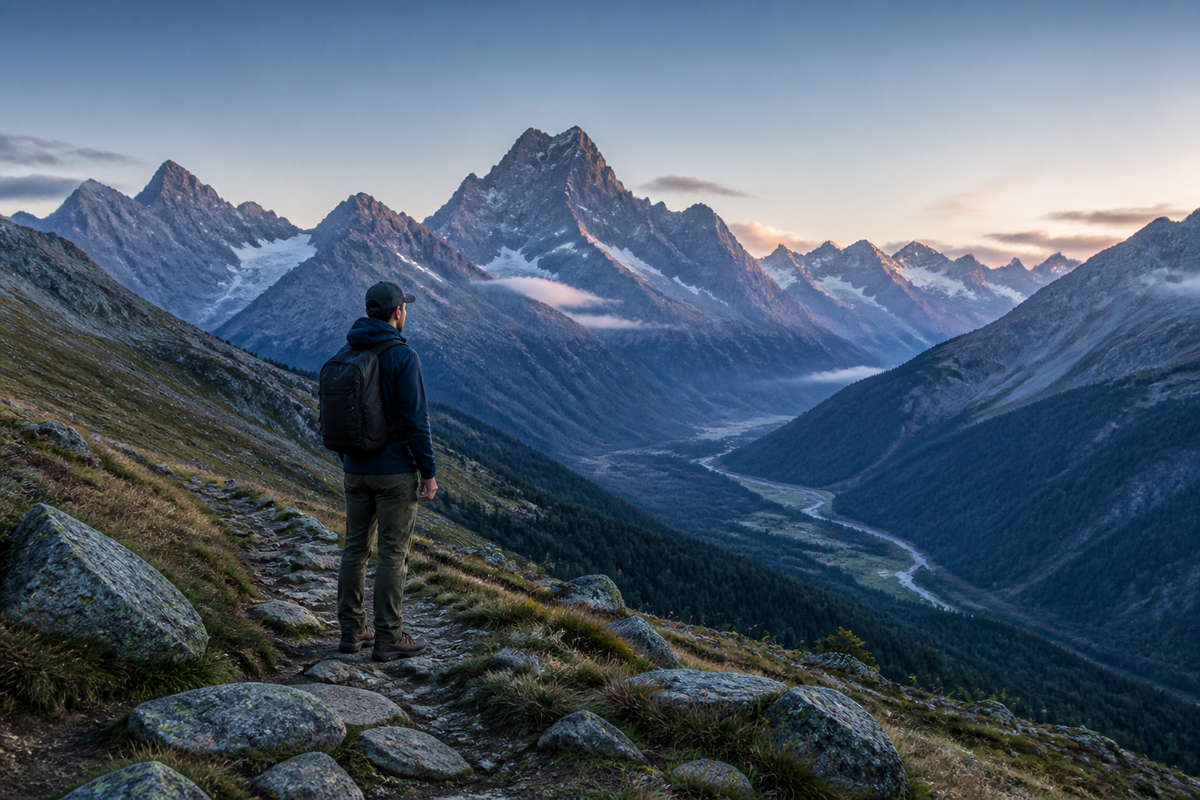 An original photograph representing the fictional TrailPeak Outdoor account